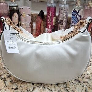 Aldo White and Gold Modern Shoulder Bag